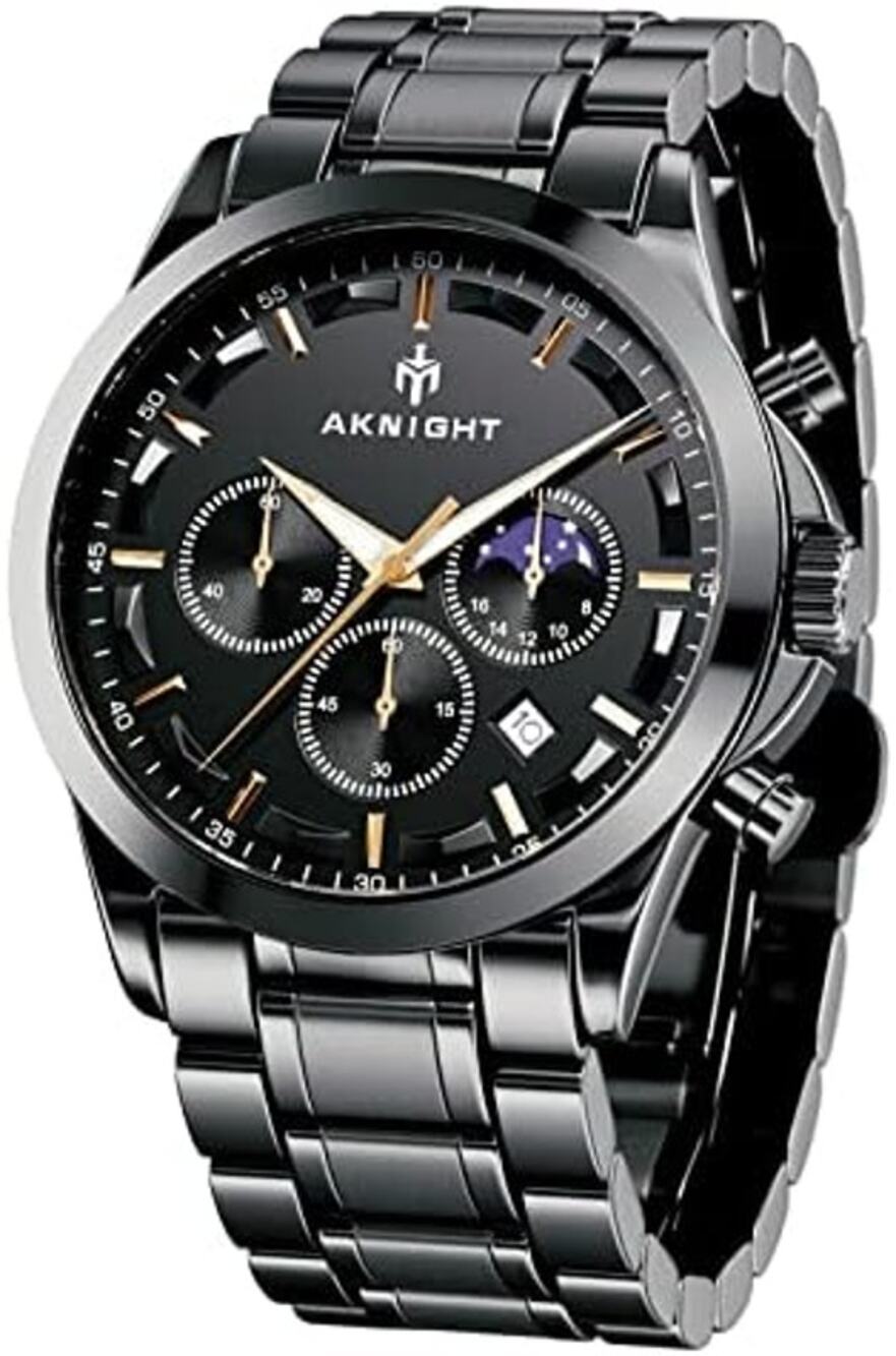 Men's Aknight 42mm Big Face Black Stainless Steel & Black
